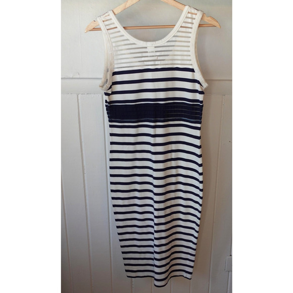 Vintage 90s Jean Paul Gaultier Soleil Dress Medium Navy White Stripe Tank Sailor - Picture 2 of 12
